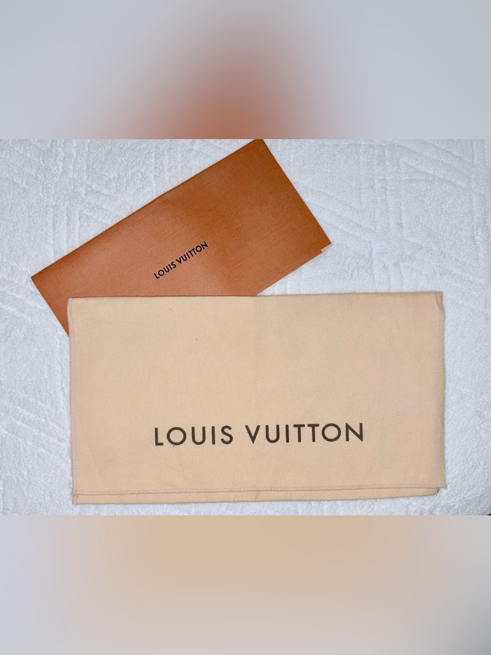 Louis Vuitton beige and tan dust bag and box set